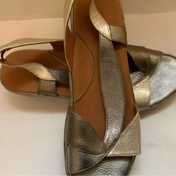 New L'Amour Des Pieds Women's Crotono Low Wedge Slingback Sandal Bronze size 10
